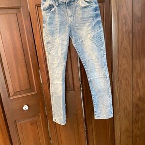 Vtg Y2K  South Pole Jeans Distressed Sz 16 29x 36.5 Light Wash Spandex -stretchy